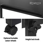 Artiss Laptop Desk Table Height Adjustable Wooden Bed Side Tables 80CM Black - Image 6