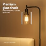 Artiss Floor Lamp Light Stand Modern Home Living Room Office Reading Glass Shade Black - Image 5