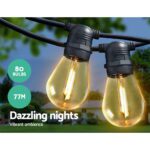 77m LED Festoon String Lights Christmas Decorations Wedding Party Outdoor Garden - Image 3
