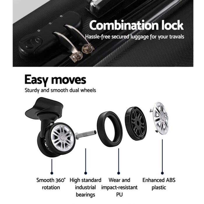 Wanderlite 20 Inch Luggage with Zipper Lock Travel Suitcase Carry On Hard Shell Luggage Case Black - Image 5