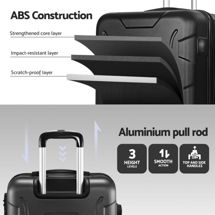 Wanderlite 28 Inch Luggage with TSA Lock Spinner Travel Suitcase Carry On Hard Shell Luggage Case Black - Image 4