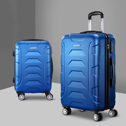 Wanderlite 2Set 20-28 Inch Luggage with TSA Lock Spinner Carry On Hard Shell Travel Suitcase Luggage Case Blue