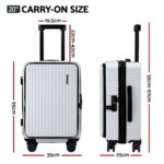 Wanderlite 20" Luggage Suitcase Front Pocket Travel Carry On Dual TSA White - Image 2