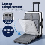 Wanderlite 20" Luggage Suitcase Front Pocket Travel Carry On Dual TSA White - Image 4