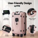Wanderlite 28" Trunk Luggage Suitcase Travel 5 Wheels Type-C Port TSA Rose Gold - Image 5
