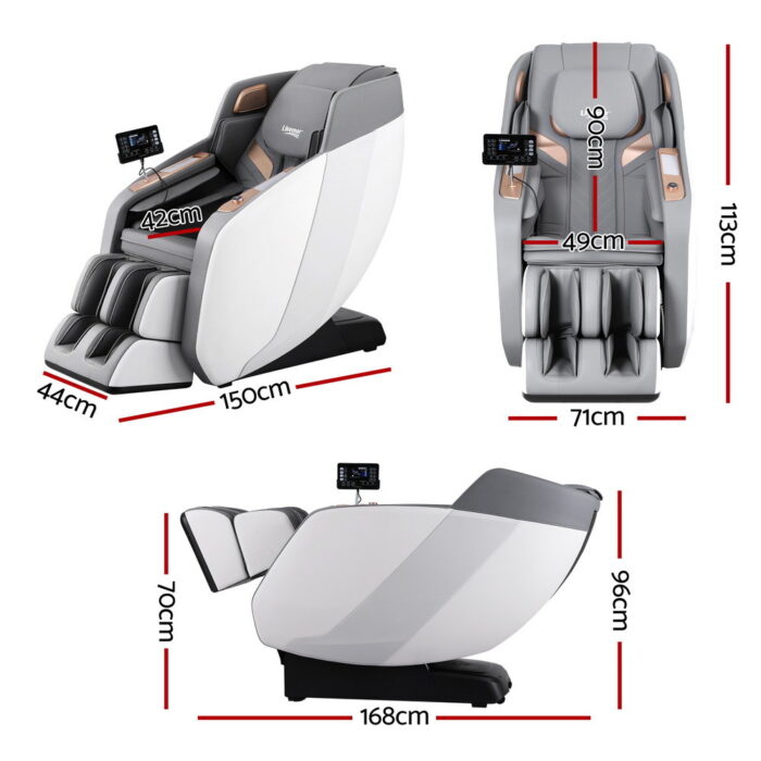 Livemor Massage Chair Electric Recliner Double Core Mechanism Massager ROWA White - Image 2