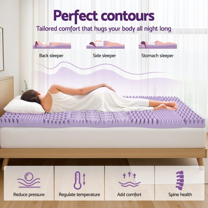 Giselle 8cm Memory Foam Mattress Topper Lavender Infused Bamboo Cover 7-Zone King - Image 4