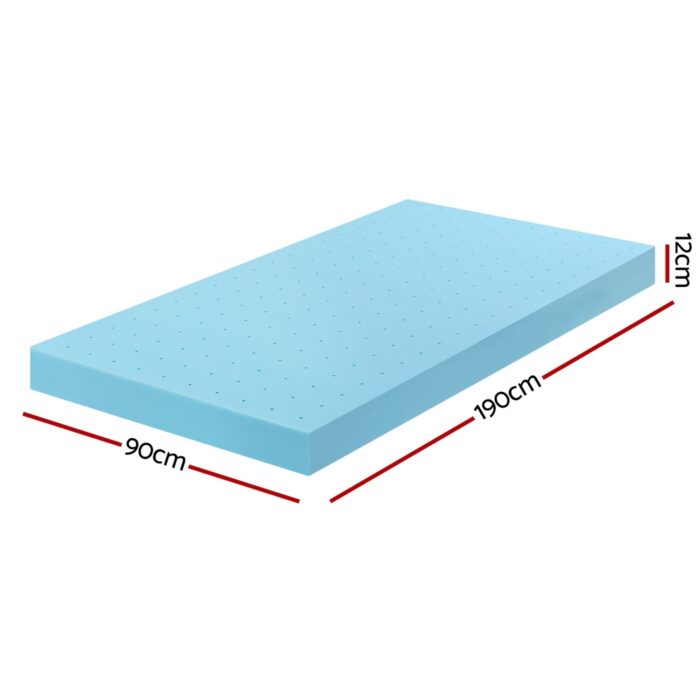 Giselle 12cm Memory Foam Mattress Topper Ventilated Cool Gel Bamboo Cover Single - Image 2