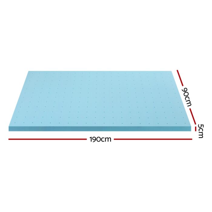 Giselle Bedding Memory Foam Mattress Topper Ventilated Cool Gel 5cm Single - Image 2