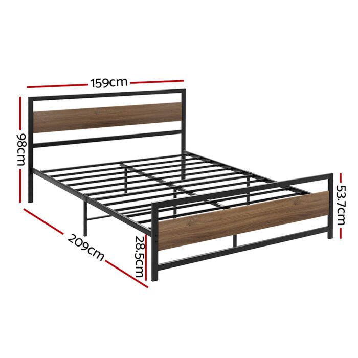 Artiss Bed Frame Queen Size Metal Base Mattress Platform Foundation Black DREW - Image 2