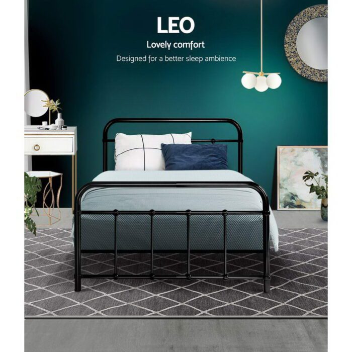 Artiss Bed Frame Metal Bed Frame LEO - Single (Black) - Image 3