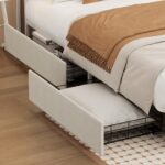 Oikiture Bed Frame Trundle Storage Metal Drawers Set of 2 White - Image 4