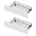 Oikiture Bed Frame Trundle Storage Metal Drawers Set of 2 White