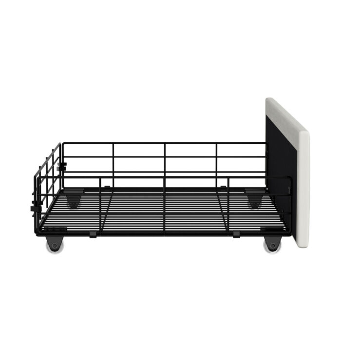Oikiture Bed Frame Trundle Storage Metal Drawers Set of 2 White - Image 7