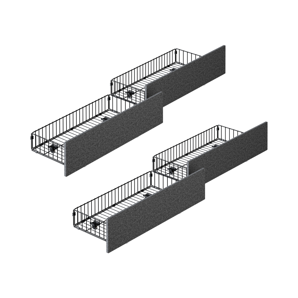 MBF-4DRAW-L-GY-01 Oikiture 4x Trundle Drawers for Bed Frame w/ Wheels Storage Metal Grey - Image 1
