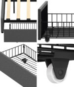 Oikiture 4x Trundle Drawers for Bed Frame w/ Wheels Storage Metal Grey - Image 3