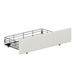 Oikiture Bed Frame Trundle Storage Metal Drawers Set of 4 White - Image 9