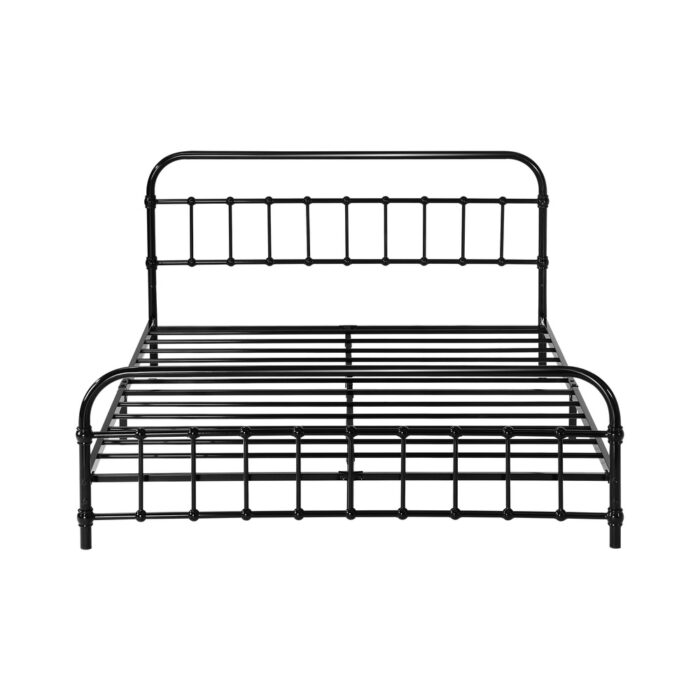 Oikiture Metal Bed Frame Double Size Railing-style Black - Image 4