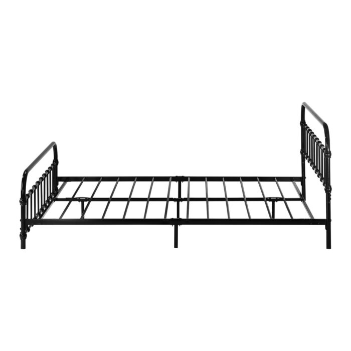 Oikiture Metal Bed Frame Double Size Railing-style Black - Image 2