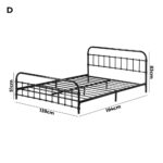 Oikiture Metal Bed Frame Double Size Railing-style Black - Image 5