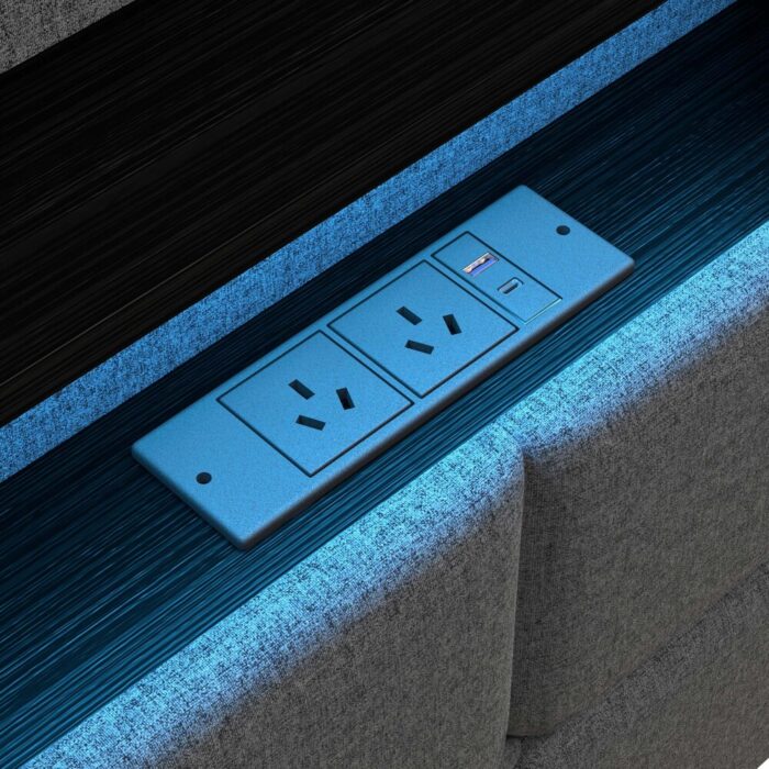 Oikiture Double Size Bed Frame Headboard RGB LED Lights Drawer USB - Image 9