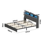 Oikiture King Size Bed Frame With LED Storage Headboard USB Charging - Image 7