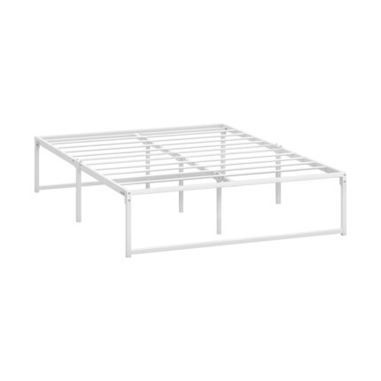 Oikiture Metal Bed Frame Double Size Bed Base White