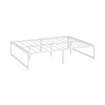 Oikiture Metal Bed Frame Double Size Bed Base White - Image 3