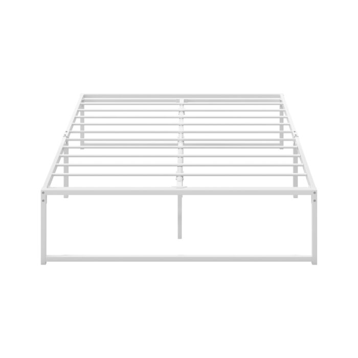Oikiture Metal Bed Frame Double Size Bed Base White - Image 2
