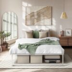 Oikiture Metal Bed Frame Double Size Bed Base White - Image 4