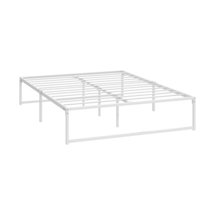 Oikiture Metal Bed Frame Queen Size Bed Base White