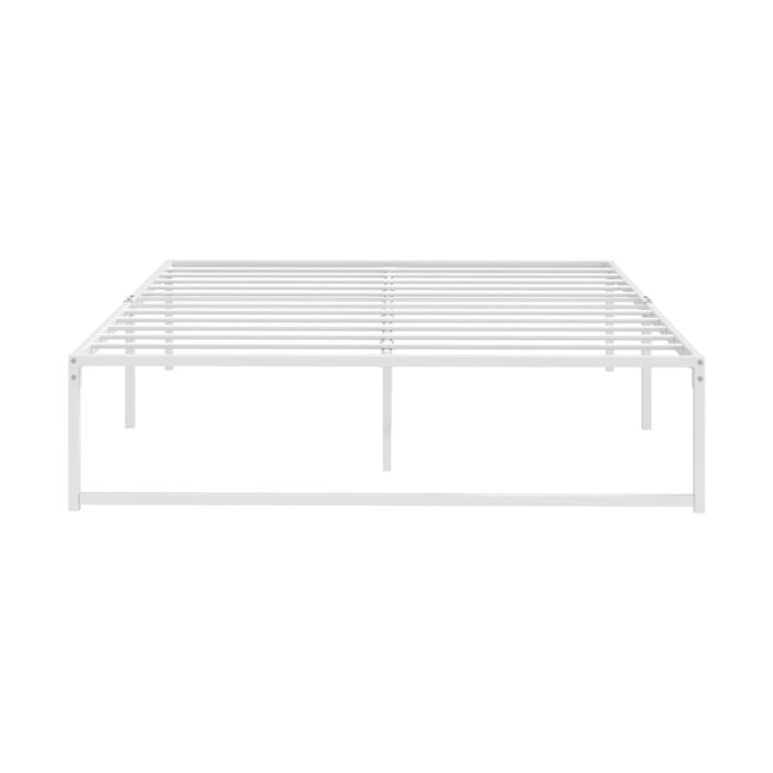 Oikiture Metal Bed Frame Queen Size Bed Base White - Image 6