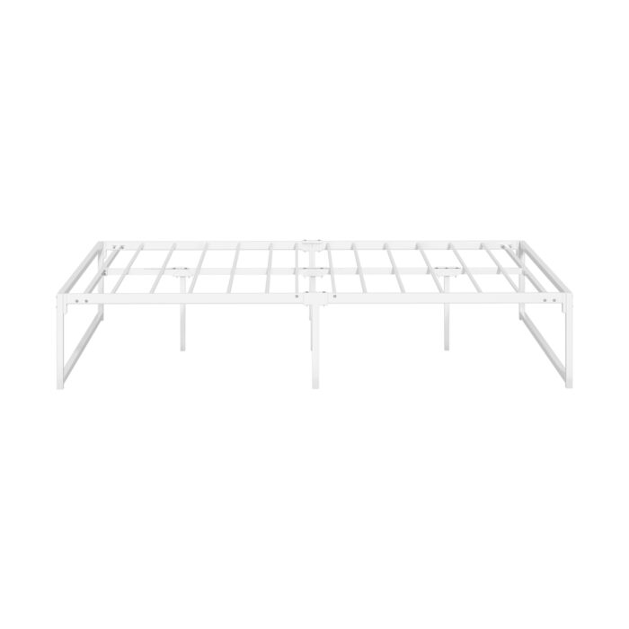 Oikiture Metal Bed Frame Queen Size Bed Base White - Image 9