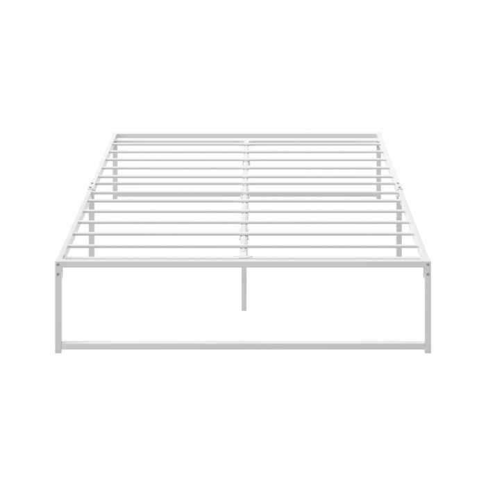 Oikiture Metal Bed Frame Queen Size Bed Base White - Image 5