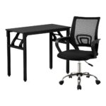 Artiss Computer Desk Mesh Office Chair Set Foldable Home Study Table Black