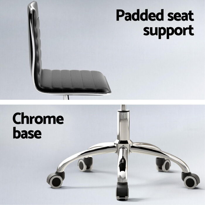 Artiss Computer Desk Office Chair PU Leather Set Foldable Home Study Table Black - Image 6