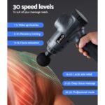 Everfit Massage Gun 30 Speed 6 Heads Vibration Muscle Massager Chargeable Grey - Image 6