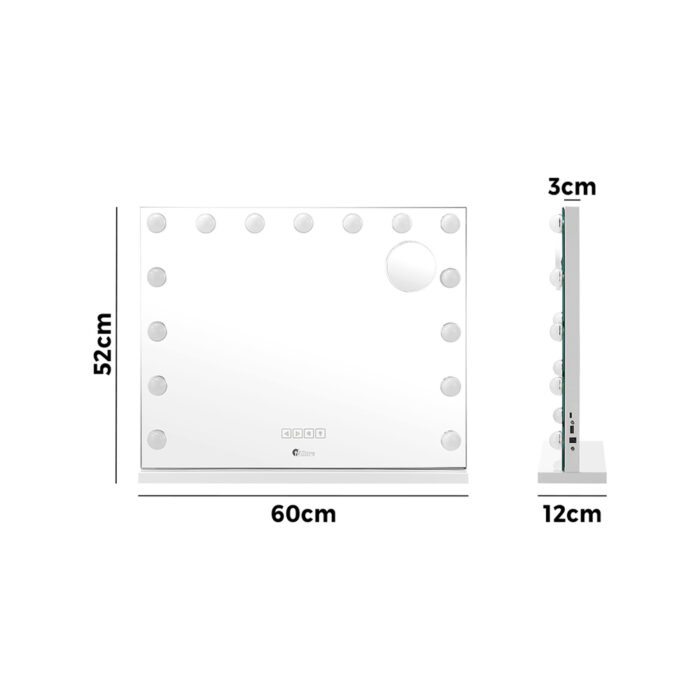 Oikiture Bluetooth Hollywood Makeup Mirror LED 60x52cm - Image 2