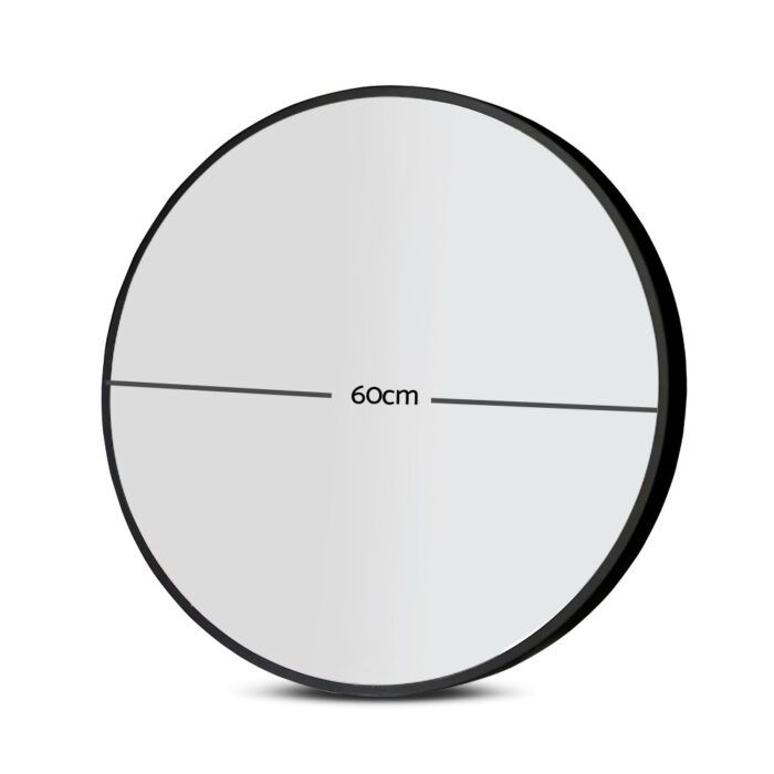 Embellir 2 Wall Mirror Makeup 60cm Home Decor Framed Mirrors Bathroom Round Black - Image 2