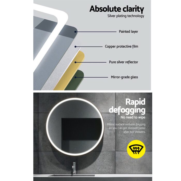 Embellir 2 Wall Mirror 80cm with Led light Makeup Home Decor Bathroom Round Vanity - Image 4