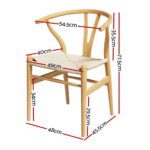 1 Set of 4 Artiss Dining Chairs Wooden Rattan Seat Wishbone Back - Image 2