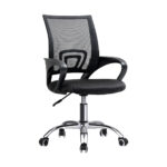 Oikiture Office Chair with Casters Swivel Armrests Black