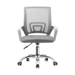 Oikiture Mesh Office Chair Foam Seat White - Image 2
