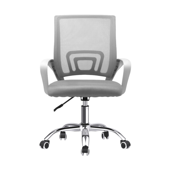 Oikiture Mesh Office Chair Foam Seat White - Image 2