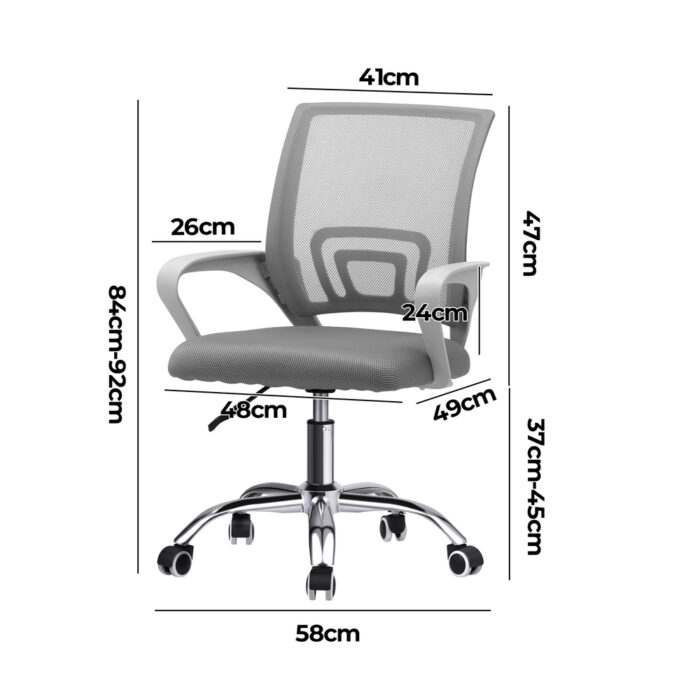 Oikiture Mesh Office Chair Foam Seat White - Image 6