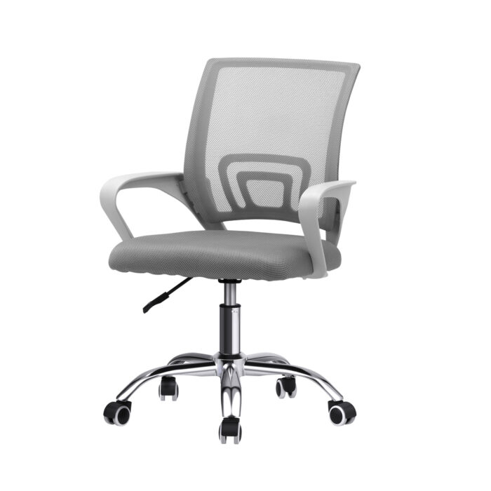Oikiture Mesh Office Chair Foam Seat White - Image 7