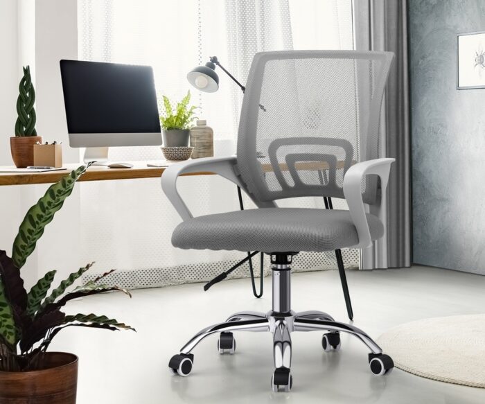 Oikiture Mesh Office Chair Foam Seat White - Image 10