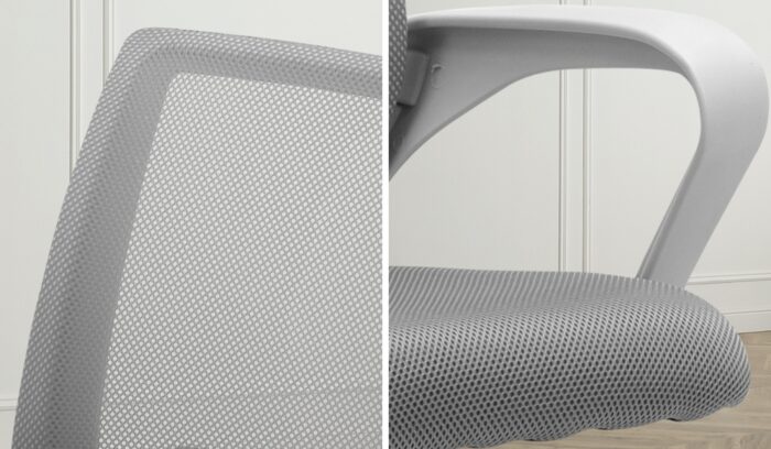 Oikiture Mesh Office Chair Foam Seat White - Image 5