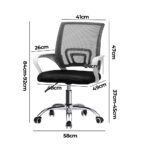 Oikiture Mesh Office Chair Foam Seat White&Black - Image 3