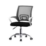 Oikiture Mesh Office Chair Foam Seat White&Black - Image 8